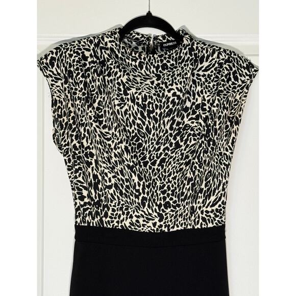 Express Black & White Print Mock neck Dress - Picture 2 of 4